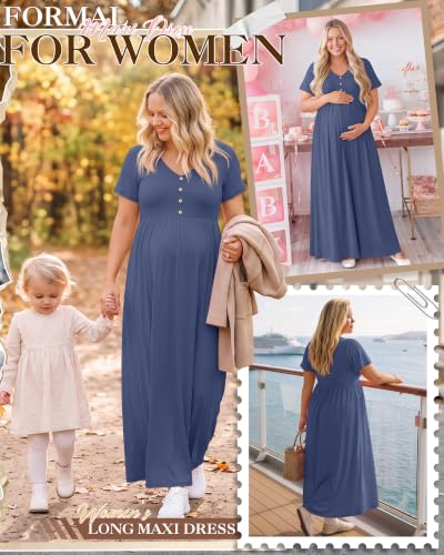 Women's Plus Size Maternity Dress - color: Haze Blue, size: X-Large