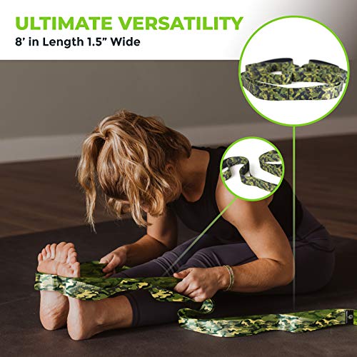 Physical Therapy Stretch Strap with 12 Loops - 1.5 Inch Width - color: Camo, style: Wide Grip