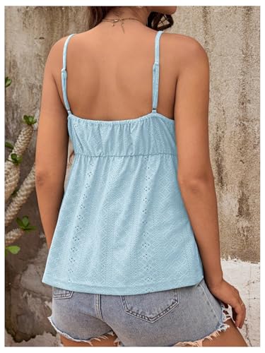 MakeMeChic Women's Maternity Cami Top Lace Ruffle Pregnancy Tank Tops - color: Light Blue, size: X-Large