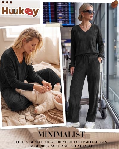 Huukeay 2 Piece Postpartum Nursing Sets - color: Black, size: X-Large