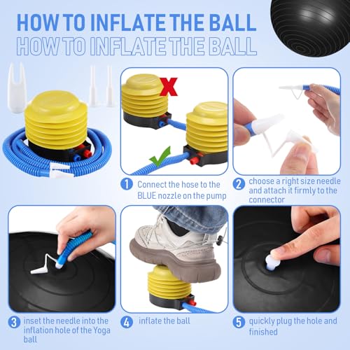 Leyndo 16 Pcs 26 Inch Yoga Exercise Ball Bulk with Pump - color: Black