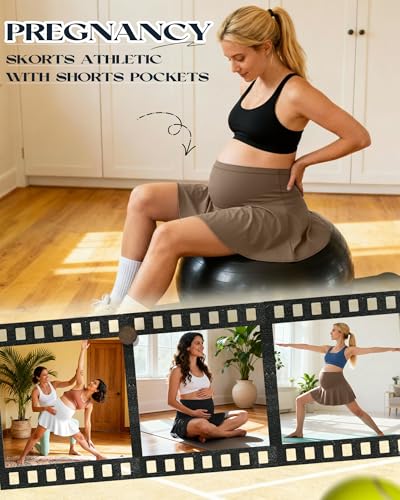 3 Pack Maternity Skirts Tennis Skorts - color: Coffee, White, Black, size: Large