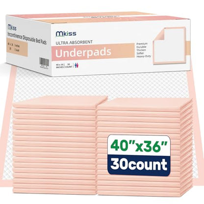 MKISS Extra Large Bed Pads 40" x 36" Disposable Adult 30 Count - size: 40"x36" -30 Pcs