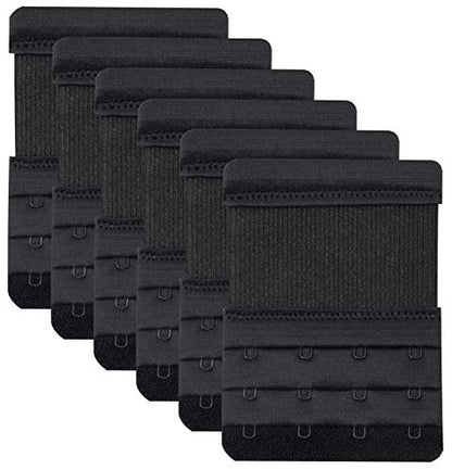 Tamlien 4 Hook Bra Extenders,Stretchy Soft Comfortable Bra Strap Extender - color: Black-6 Pcs Pack
