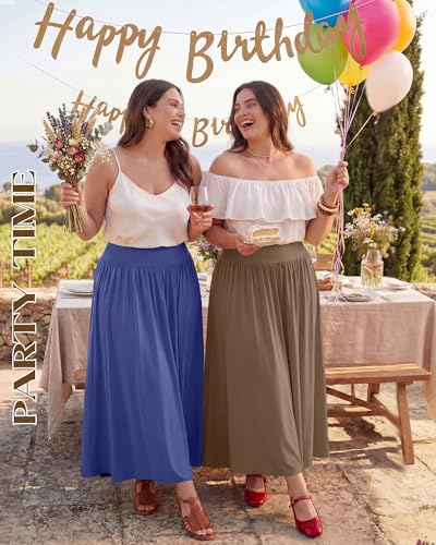 3 Pack Women's Plus Size Maxi Skirts - color: Black, Coffee, Haze Blue, size: XX-Large