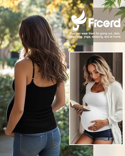 Ficerd 3 Pack Women's Maternity Tank Tops - color: Black, Light Gray, White, size: XX-Large