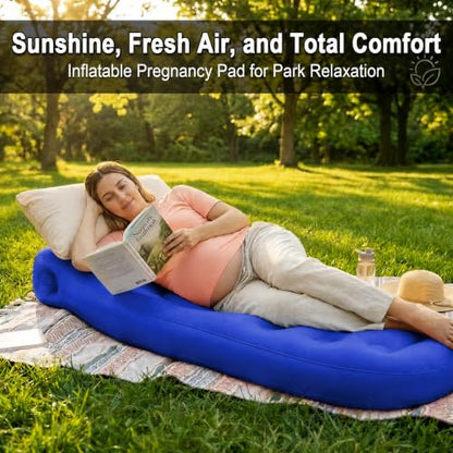 Inflatable Tummy Nest Pregnancy Pillow with Belly Hole (Blue) - color: Blue