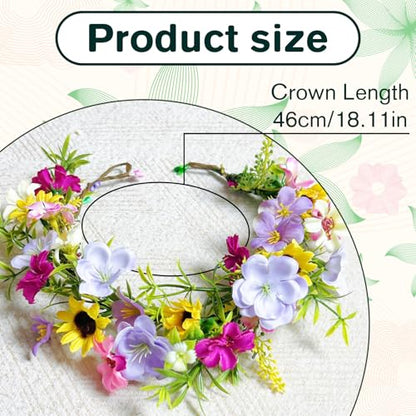 Fairy Flower Crown Headband, Sunflower Daisy Floral Headpiece - color: Multicolor A