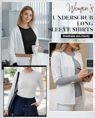 4 Pack Women's Underscrub Shirts - color: Royal Blue, White, Mixed Gray, Black, size: XX-Large