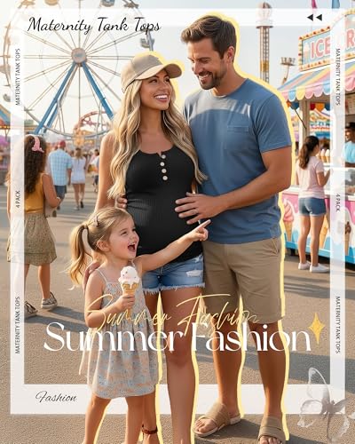 4 Pack Maternity Henley Tank Tops - color: Haze Blue, White, Light Gray, Black, size: Large