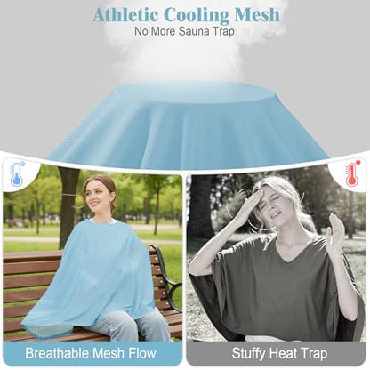 Basumee Nursing Cover for Breastfeeding Breathable Mesh 360 Full Privacy - color: Dusty Blue, size: 1 Pack