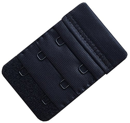 Women Pack of 3 Soft Comfortable 2 Hooks Bra Extender,2.4"x 1.5" - color: Black, 3/4 Inch Spacing