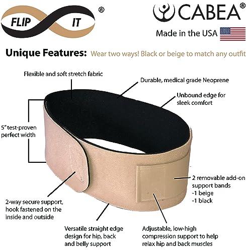 CABEA Flip-It Reversible Black and Beige Pelvic Support Belt a Belly Band for Men Women Pregnancy Postpartum Everyday - size: Medium