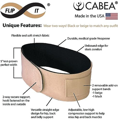 CABEA Flip-It Reversible Black and Beige Pelvic Support Belt a Belly Band for Men Women Pregnancy Postpartum Everyday - size: Medium