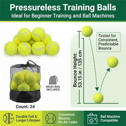 Tebery 20 Pack Advanced Training Tennis Balls, Practice Ball for Beginners with Mesh Bag, Pet Dog Playing Balls for Backyard Play, Exercise - color: Green