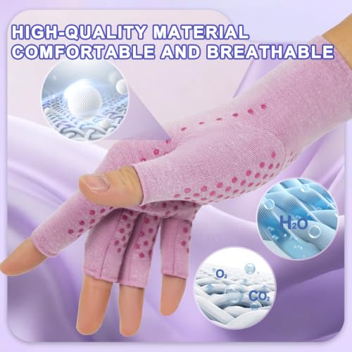 DRNAIETY 2-Pair Arthritis Compression Gloves for Hand Arthritis, Fingerless - color: Purple, size: X-Large