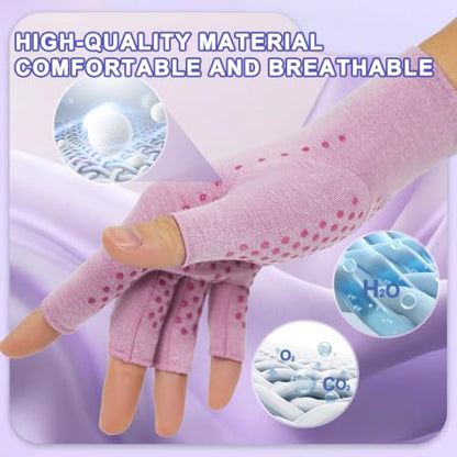 DRNAIETY 2-Pair Arthritis Compression Gloves for Hand Arthritis, Fingerless - color: Purple, size: X-Large