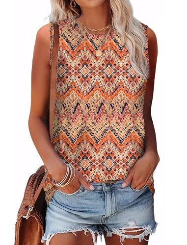 Sampeel Womens Tank Tops Eyelet Loose Casual Summer Tops Crew Neck Basic Sleeveless Shirts Trendy 2026 - color: Print-boho, size: Small