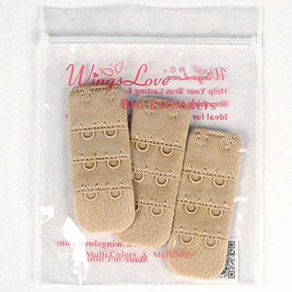 Wingslove Womens Bra Extender Bra Band Breathing room 3pcs-Pack Multi-size - color: Nude, 2 Hook 3/8 Inch