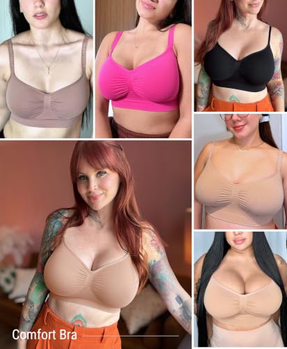 FeelinGirl Bras for Women Comfy Seamless Wireless Bralettes - color: Hot Pink, size: Medium
