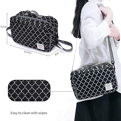 GOGOSO Small Diaper Bag, Mini Stroller Organizer Accessory with Wipe Pockets Caddy Parent Console with Hook Fit All Strollers, Black - color: geometry