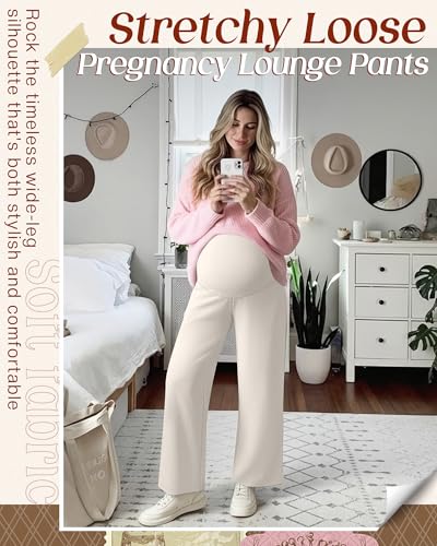 3 Pack Women's Maternity Lounge Pants Soft Sweatpants - color: Cream, Khaki, Haze Blue, size: Small