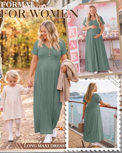 Women's Plus Size Maternity Dress - color: Gray Green, size: XX-Large