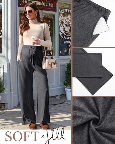 3 Pack Maternity Wide Leg Pants Pregnancy Pants - color: Light Gray, Dark Gray, Black, size: Small