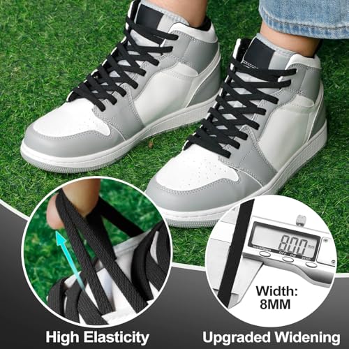 DELELE Flat Elastic Shoe Laces: Stretch Shoelaces for Sneakers 2 Pairs - color: 02 Black, size: 47 Inch (120cm)