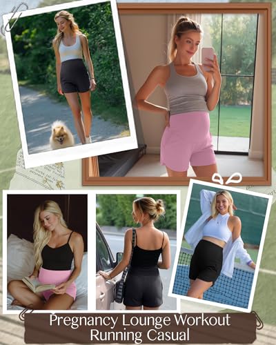 3 Pack Women's Maternity Shorts - color: Pink, Dark Heather Grey, Black, size: XX-Large