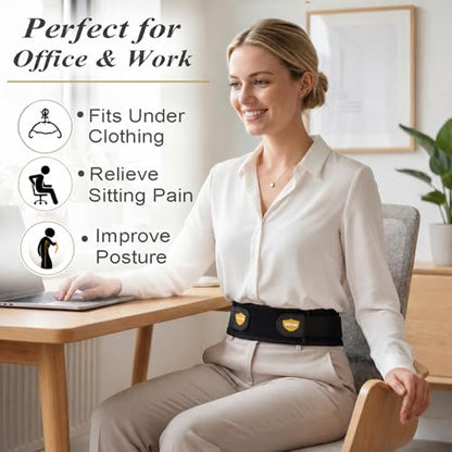Lower Back Brace for Women & Men, Lumbar Support Belt Large - size: Large (33" - 37" Waist)