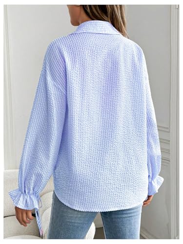MakeMeChic Women's Maternity Blouse Fall Clothes Business Casual Shirts - color: Blue, size: Small