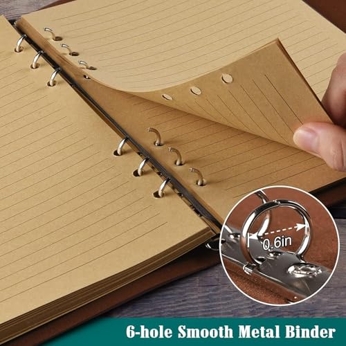 OMEYA Refillable Leather Journal for Women: A5, 100gsm Lined Paper, Blue - color: Blue, size: A5-9.3''×6.3''