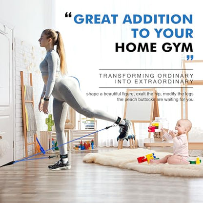 HPYGN Resistance Bands with Handles, 150 lb Exercise Bands for Home Workout - color: blue, style: 200LBS