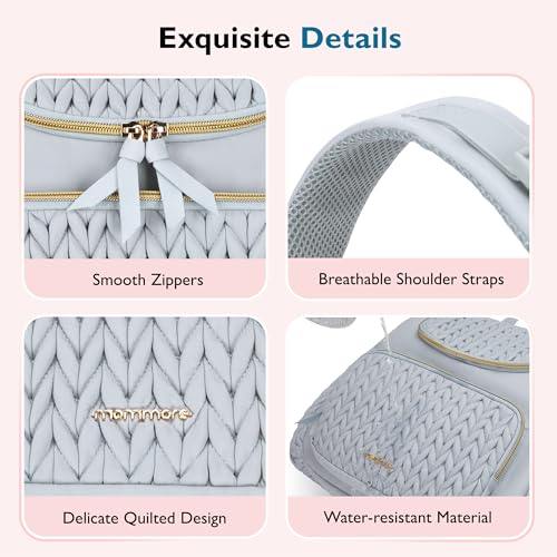 mommore Diaper Bag Backpack, Stylish Mini Baby Bag with Changing Pad - color: Light Blue, size: Small