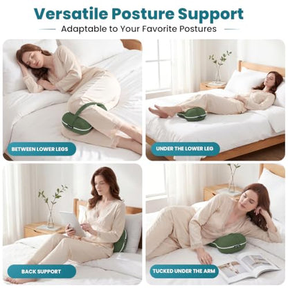 Knee Pillow for Side Sleepers, Memory Foam Leg Pillow, Green - color: Green