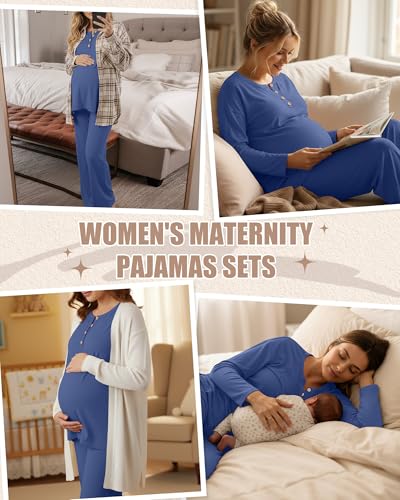 Women's Maternity Pajamas Sets - color: Navy Blue, size: XX-Large
