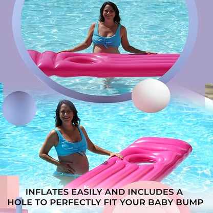 Inflatable Pregnancy Pool Float with Belly Hole – Full-Body Maternity Airbed for Ultimate Comfort – Pink Pregnancy Float for Relaxing Summer – Perfect Support for Baby Bump While Lounging or Swimming