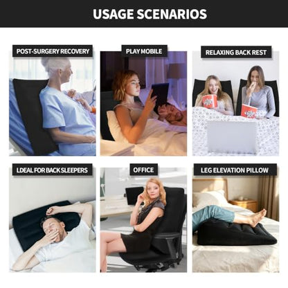 Inflatable Wedge Pillow for Travel, Camping & Indoor Sleep - color: Drak