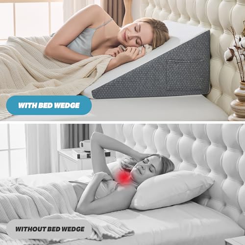 Yojoker Wedge Pillow for Sleeping - 7.5 Inch Triangle Pillow Wedge - color: Grey