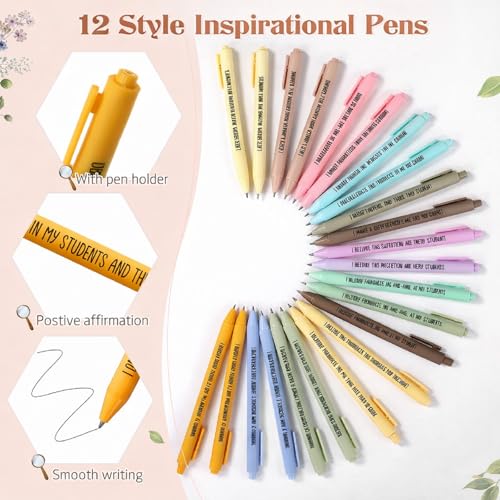 Mooliwe 24 Pcs Affirmation Notebooks Pens Bulk Gifts, Gratitude,Teacher - style: Teacher
