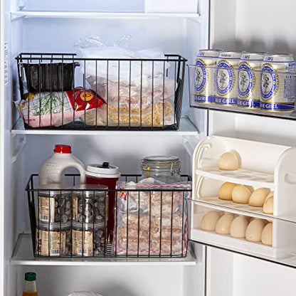 16inch Upright Freezer Organizer Baskets for 13-14,16-21 cu.ft Standup Freezer, Settle freezer chaos and reduce food waste effectively, Durable, Fully Use Space, Improve Air Circulate, Black, 3pcs - color: 16*10*7, black
