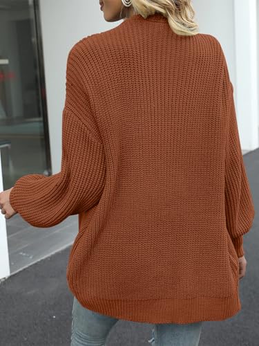 MEROKEETY Long Sleeve Oversized Cardigan Sweaters for Women - color: Caramel, size: Small
