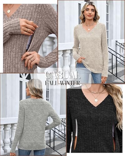 4 Pack Women's Maternity Nursing Tops - color: Brown, Apricot, Light Gray, Black, size: Large