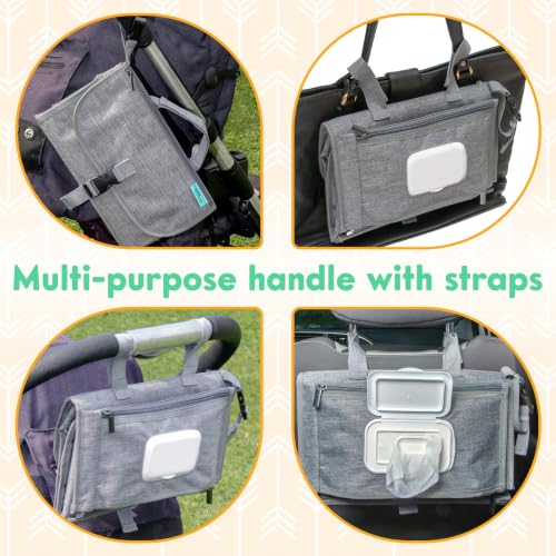 Kopi Baby Portable Diaper Changing Pad with Wipes Pocket, Premium Grey - color: Grey, size: Premium