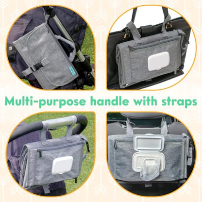 Kopi Baby Portable Diaper Changing Pad with Wipes Pocket, Premium Grey - color: Grey, size: Premium