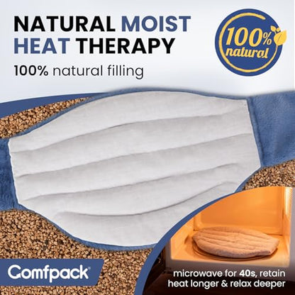 Comfpack Microwave Heating Pad for Back Pain Relief, Washable Microwavable Hot Compress Therapy for Sciatica Surgery Recovery, Lower Lumbar, Waist Warm Compress, Stomach, Cramps, Blue