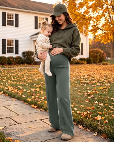 G4Free EverGoing Maternity Dress Pants Pregnancy Slacks - color: Gray Sage, size: Small