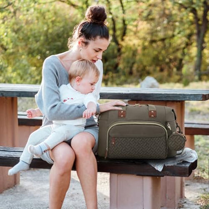 Tenot Diaper Bag Tote, Baby Diaper Bag with Pacifier Case Khaki - color: Khaki, size: Large