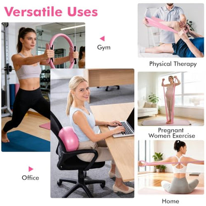 Pilates Equipment Kit for Women, Pink Ring Ball Bands, Home Workouts - color: 15PCS